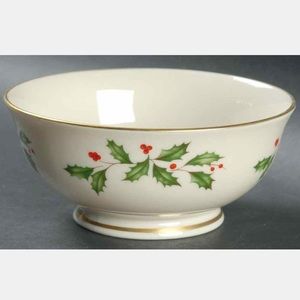 Lenox Holiday Footed Bowl 24K Gold Trim